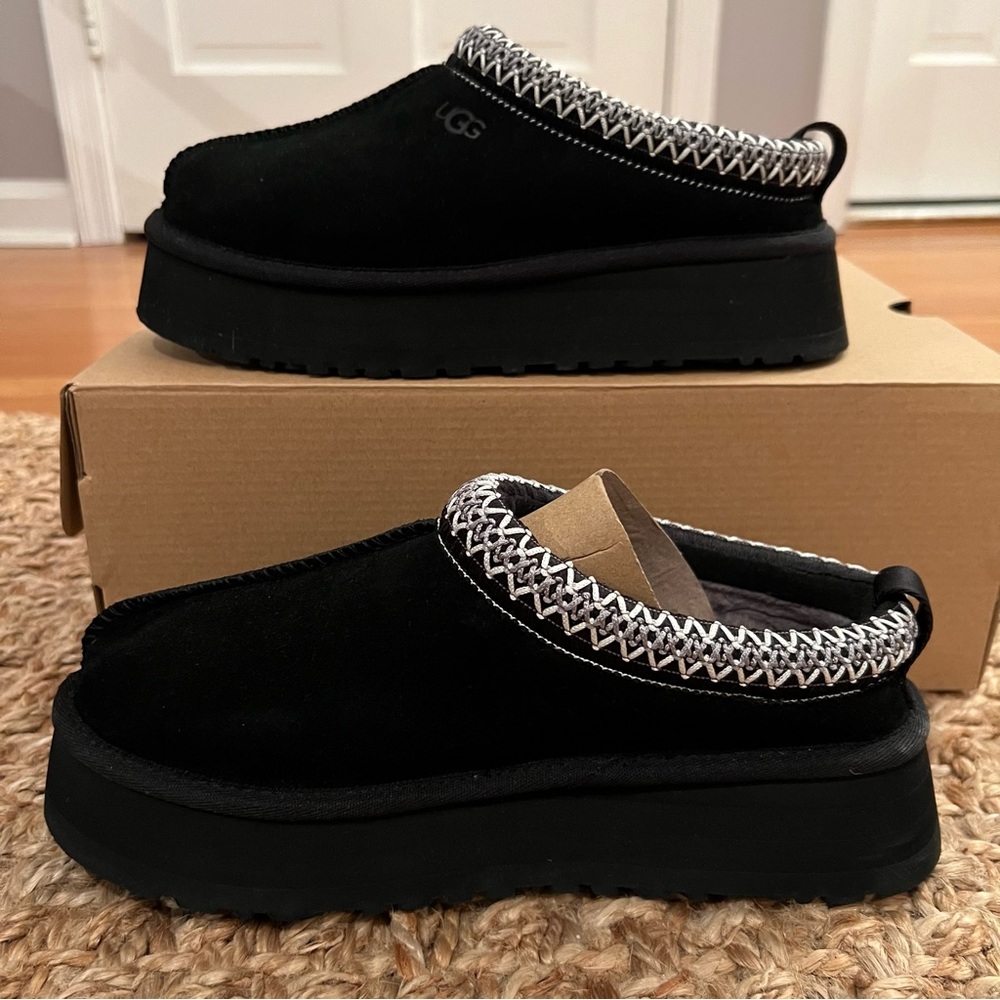 NWT UGG Tazz Platform Suede Slipper Black Women’s 7 - Picture 10 of 16